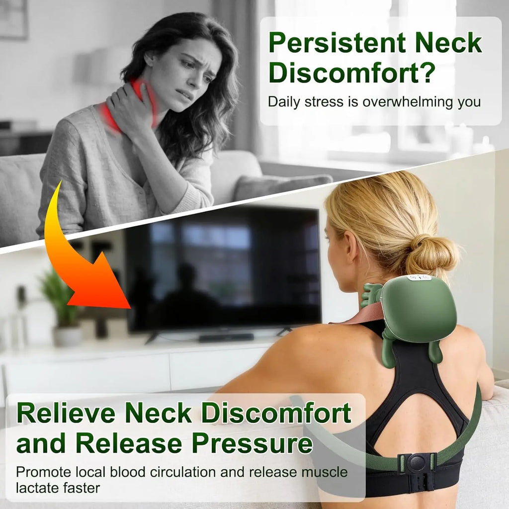 Wireless Neck and Back Massager with Heat 4D Kneading Shiatsu Deep Tissue for Shoulder Cervical Trapezius Kneading Massage