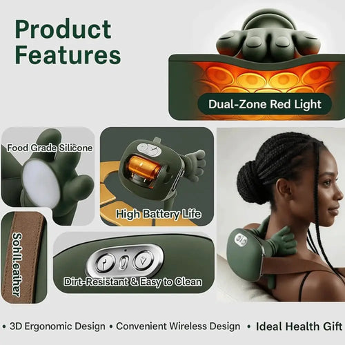 Wireless Neck and Back Massager with Heat 4D Kneading Shiatsu Deep Tissue for Shoulder Cervical Trapezius Kneading Massage