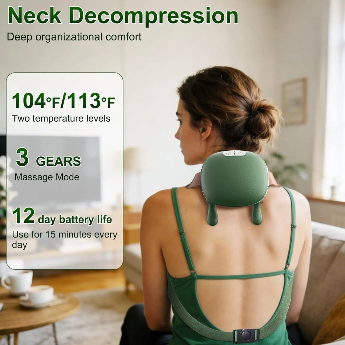Wireless Neck and Back Massager with Heat 4D Kneading Shiatsu Deep Tissue for Shoulder Cervical Trapezius Kneading Massage